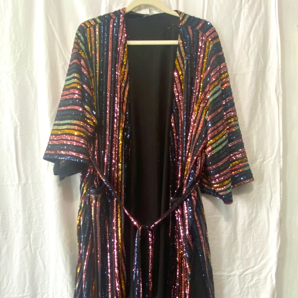Multi Colored Sequined Smoking Jacket/Robe